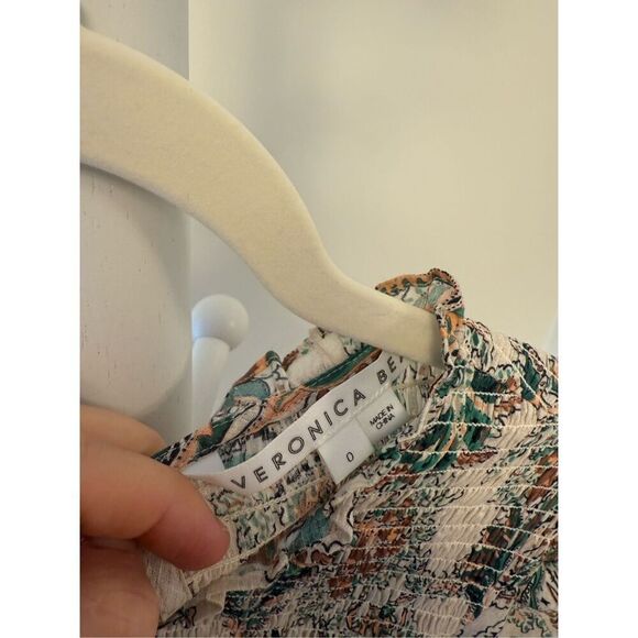 Veronica Beard "Kali" Smocked Floral Blouse-Multicolor Size 0 - Picture 2 of 3